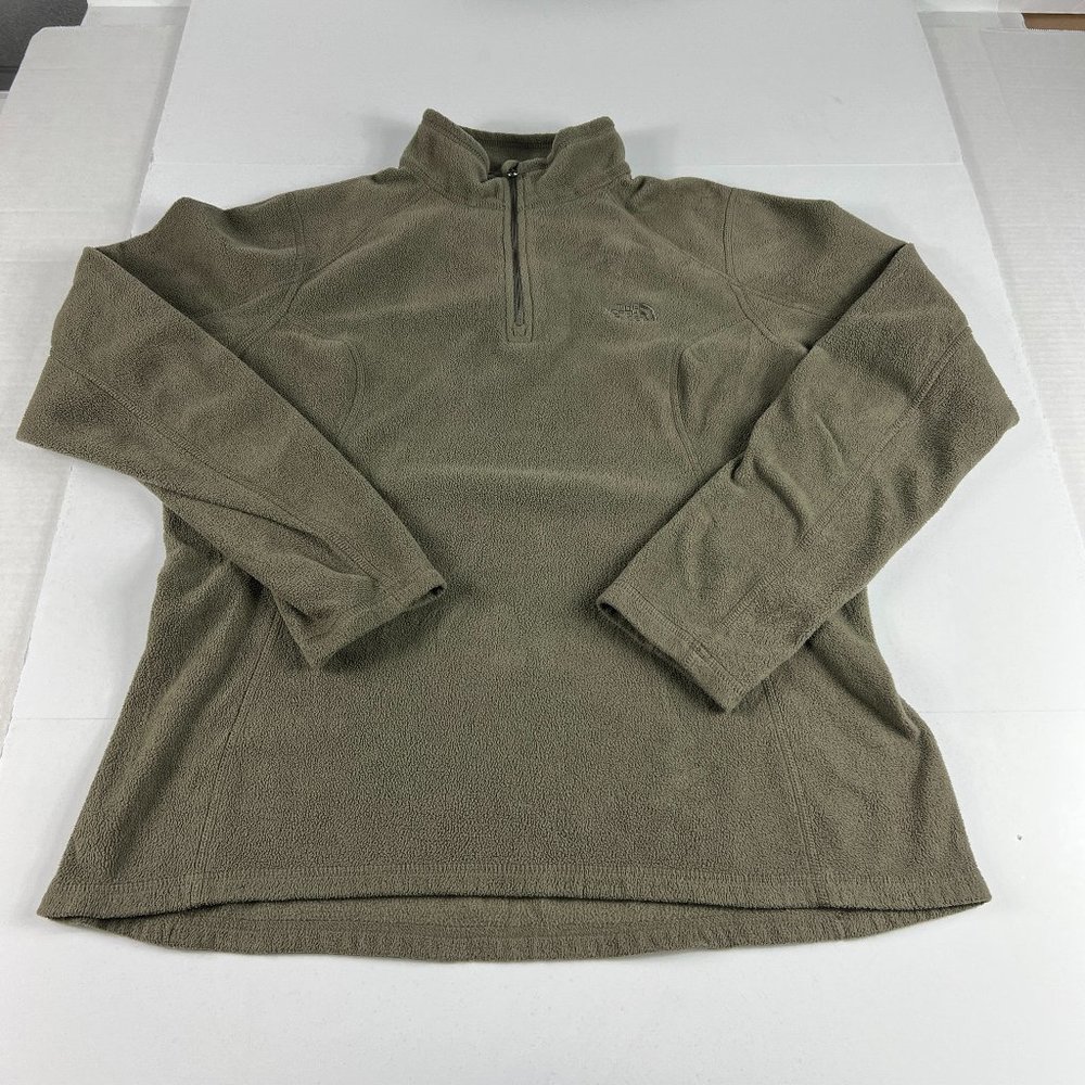 The North Face 1/4 Zip Fleece Sweatshirt Women's Large Green Long Sleeve